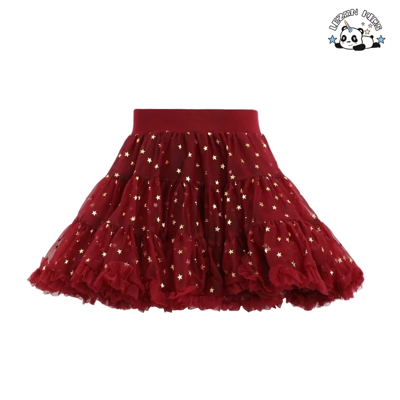 LEZONKIDS - Wholesale Hot Selling Glitter Printed Ballet Dance Costumes Puffy Little Girls Kids Tutu Skirt